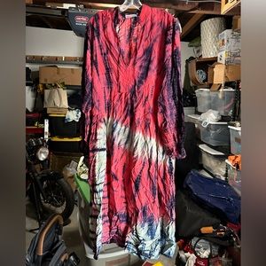 Lacausa tie dye long sleeve dress sz L